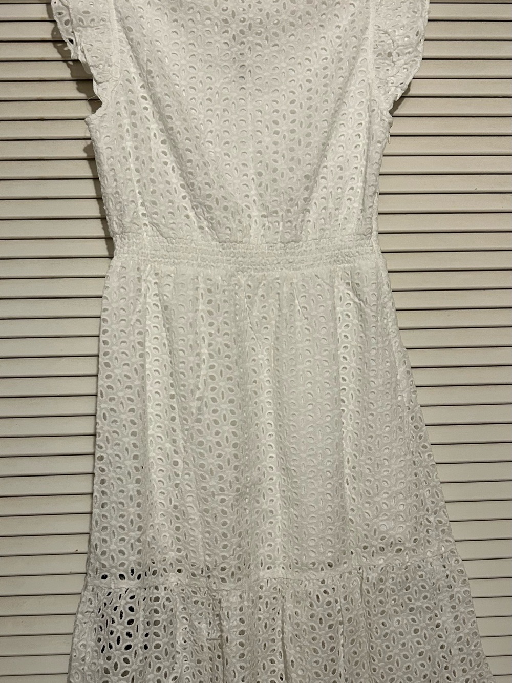 White Eyelet Ruffle Sleeve Mini Dress - Picture 4 of 4